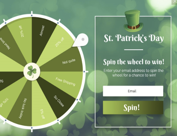 Example of a St. Patrick's Day gamified incentive.