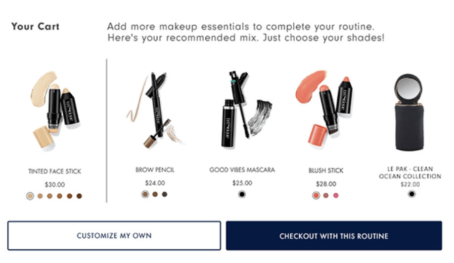 Product recommendations for makeup company. Affiliate engagement. 