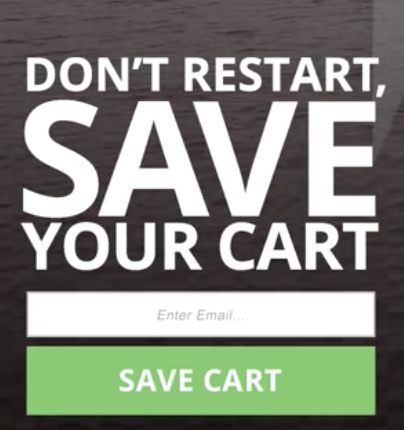 Save your cart modal example. Affiliate engagement. 