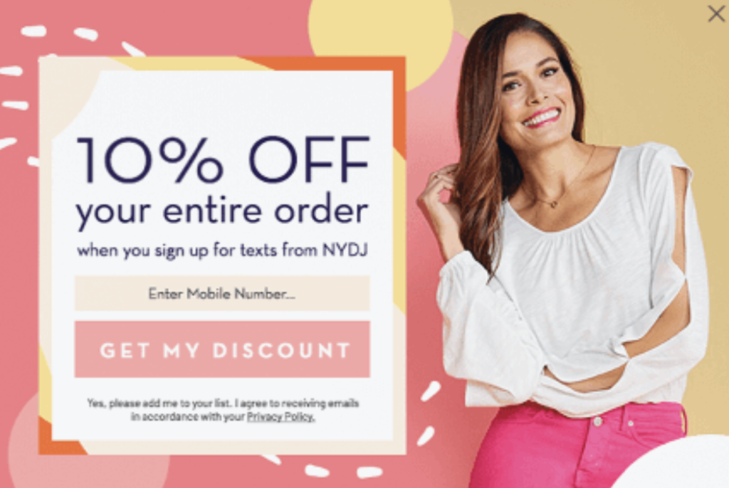 SMS Lead capture modal engagement. 