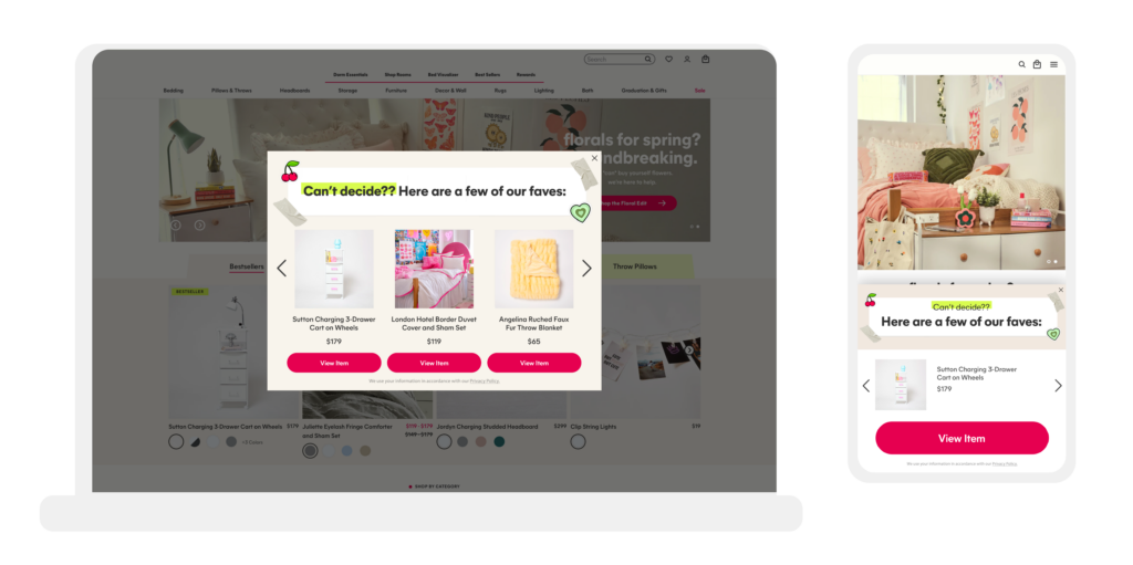 AI personalized product recommendations on abandonment