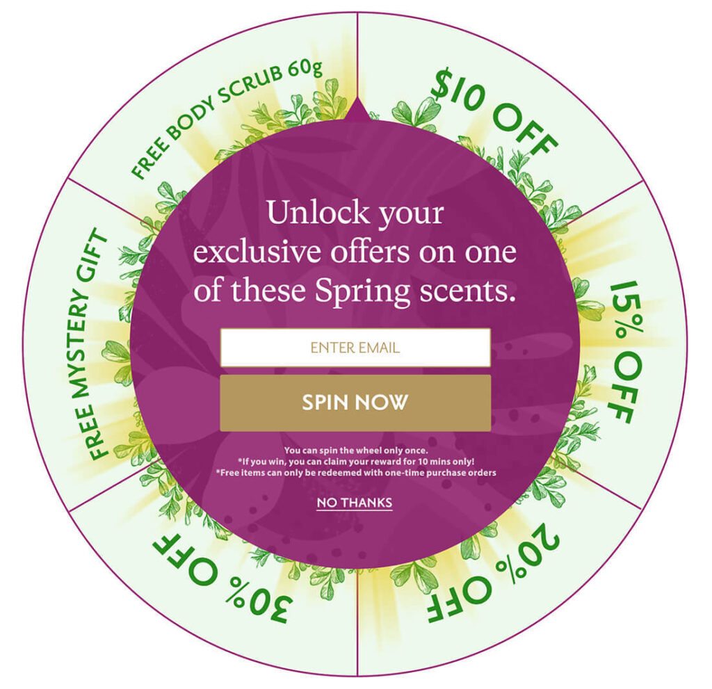 Lead capture discount spinner wheel