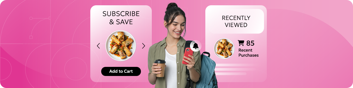 Example of a personalized email campaign showing recently viewed subscription products with urgency messaging like 85 people recently purchased