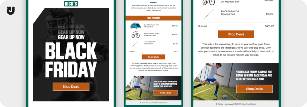 Black Friday Cyber Monday Abandoned Email Example 
